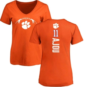 Women's Ajou Ajou Orange Football Backer V-Neck T-Shirt