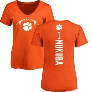 Women's Andrew Mukuba Orange Football Backer V-Neck T-Shirt