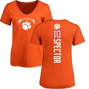 Women's Baylon Spector Orange Football Backer V-Neck T-Shirt