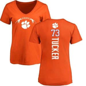 Women's Bryn Tucker Orange Football Backer V-Neck T-Shirt