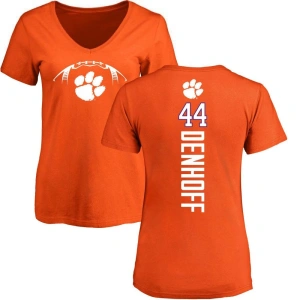 Women's Cade Denhoff Orange Football Backer V-Neck T-Shirt
